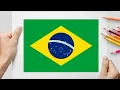 How To Draw Brazil Flag - Easy Drawings and Coloring Tutorial