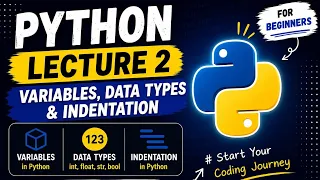 Python Tutorial for Beginners Lecture 2 Variables Data Types Indentation in Hindi