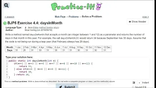 Java Practice It 4 4 daysInMonth if else else if statements int return method int parameters