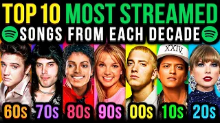 top 10 most streamed songs from each decade 1960s to 2020s 