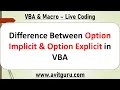 Difference Between Option Implicit Option Explicit in VBA