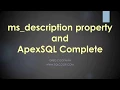 MsDescription and ApexSQL
