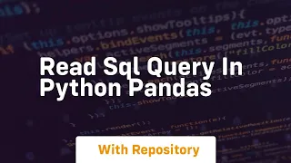 read sql query in python pandas