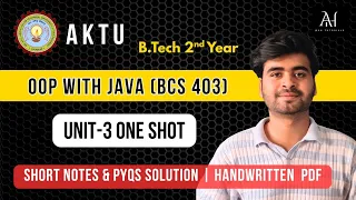 OOP with Java AKTU Unit 3 One Shot BCS-403 Important Topics PYQs PDF