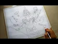 Durga Maa Outline drawing step by step