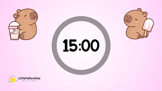 Capybara 15 Minutes Classroom Countdown Timer For Kids With Lofi Music Classroom Visual Timer