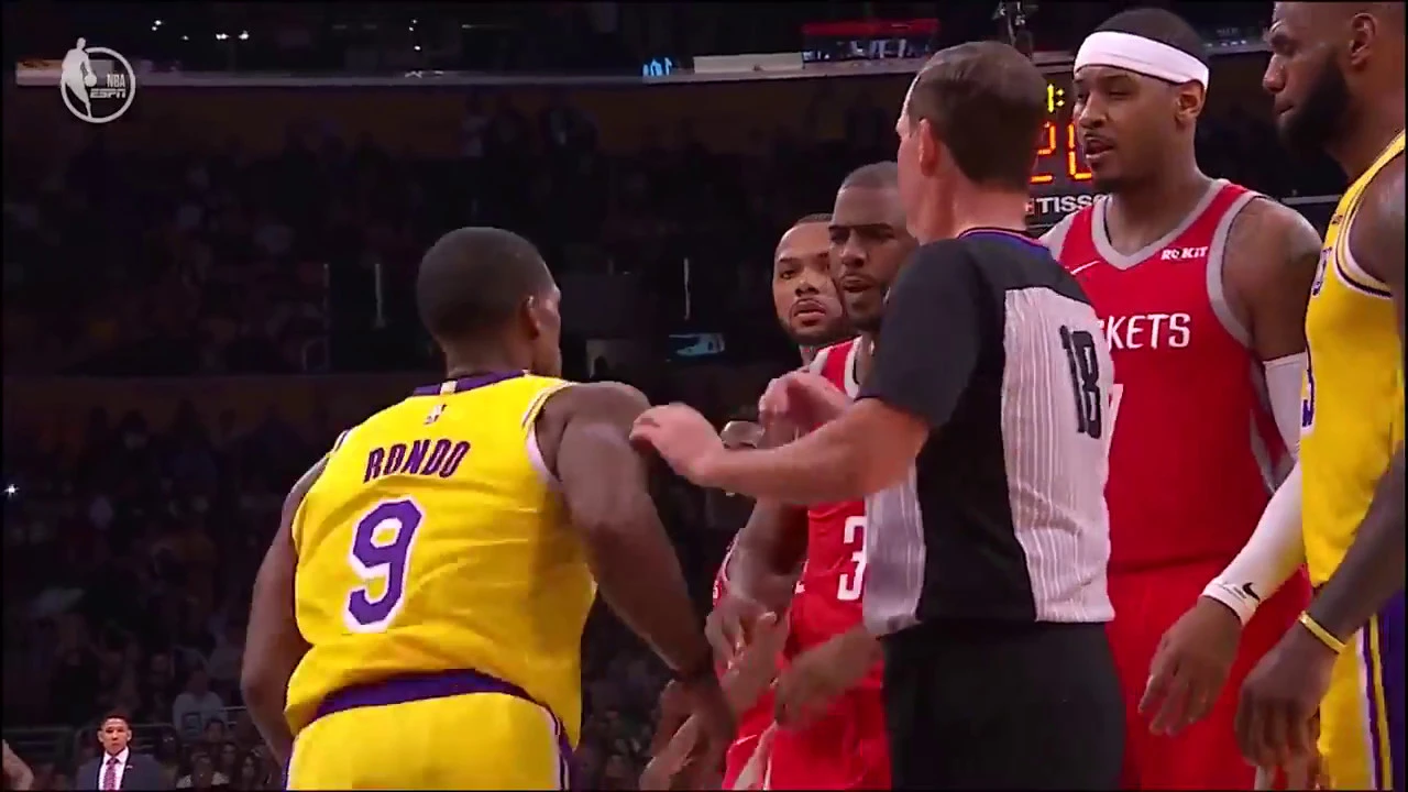 Brandon Ingram Chris Paul Rajon Rondo BRAWL in Lakers Rockets Fight