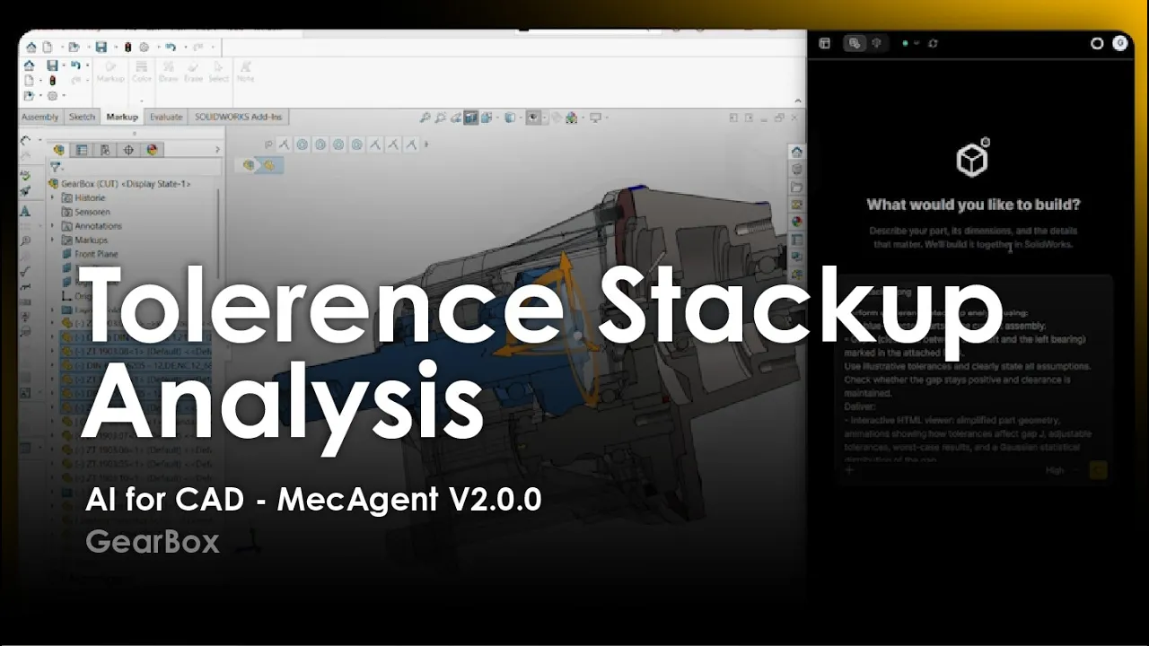 AI for CAD - Tolerence Stackup Analysis - GearBox - MecAgent 2.0.0 - Demo