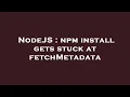 NodeJS npm install gets stuck at fetchMetadata