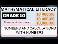 Ace Grade 10 Math Literacy The Thousand Separator