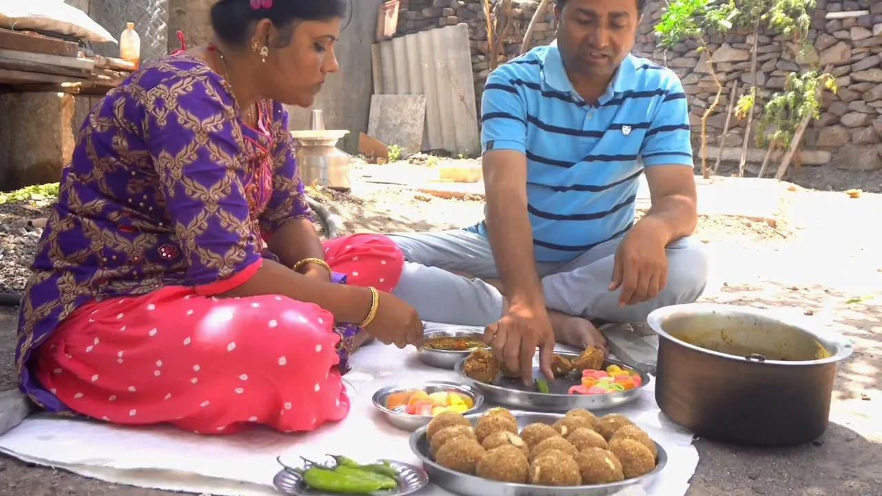 Traditional village food   Cooking Traditionally in village Churma Ladoo