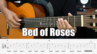 Download Bed of Roses - Bon Jovi - Fingerstyle Guitar Tutorial + TAB \u0026 Lyrics MP3
