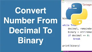 Convert A Decimal Number To A Binary Number Python Example