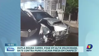 Roubo, fuga e acidente terminam com prisão de dupla em Chapecó