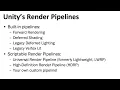GPU Lecture 19 Unity Pipelines Built-In vs Scriptable GPU Programming for Games 2020-2023