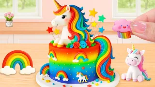 unicorn rainbow cake challenge satisfying colorful cake art lily little cake
