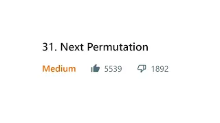Next Permutation Leetcode 31 medium