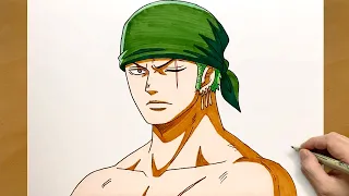 Drawing Roronoa Zoro From One Piece | King Of Hell Zoro Marker Art & Anime Portrait