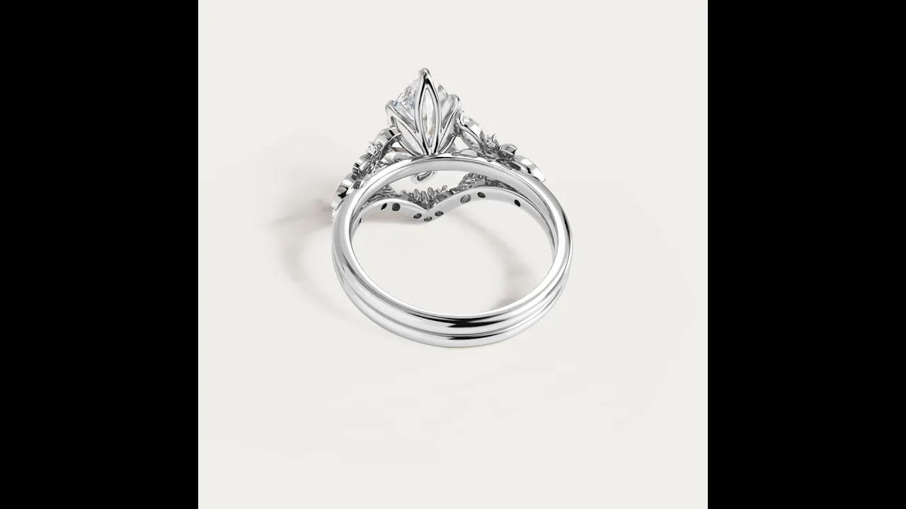 Ornella丨Marquise Cut Lab-Grown Diamond Botanical Bridal Ring Set