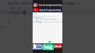 print 10 to 1 numbers using for loop in java shorts saralprogramming