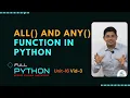 Python Unit16- 3 All function in python Any function in python In Hindi Neeraj Sharma