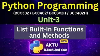U3L13 Python List Built-in Functions and Methods AKTU Unit-3 BCC302 BCC402 Eduglue