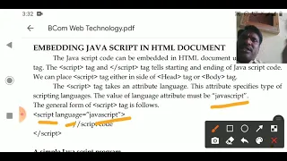 BCom IV Sem Web U3 L3 Embedding Javascript in HTML document