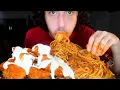 Download Lagu ASMR BUFFALO CHICKEN WINGS AND MESSY SPAGHETTI WITH RANCH ! MUKBANG (No Talking) NOMNOM