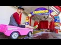 DRIVING TINY CAR THROUGH CAR WASH!!