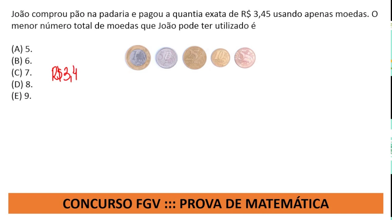 Prova de Matemática #FGV Concurso Agente Educador I Q24