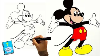 تعلم رسم ميكي ماوس للاطفال خطوة بخطوة How To Draw Mickey Mouse 
