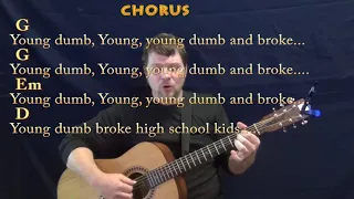 Young Dumb Broke Khalid Fingerstyle Guitar Cover Lesson in G with - G Em D