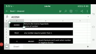 ACOSH FORMULA