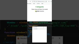 Window open and Window Close Method javascript Tutorial