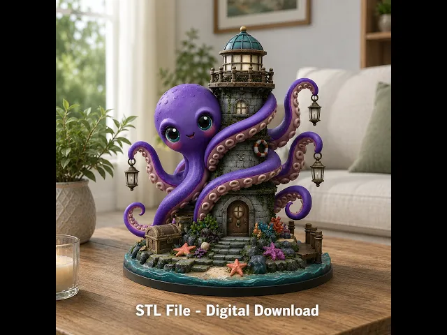 Octopus Lighthouse Keeper STL File for 3D Print video thumbnail