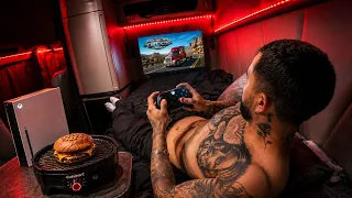 Solo Overnight Truck Camping w/ My Xbox & Cooking Cheeseburgers 
