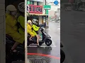 Download Lagu #mother #and #daughter #getting #totally #wet #riding #scooter #motorcycle #waiting #stoplight