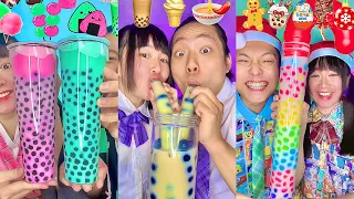 Rainbow Boba Emoji Food Challenge ASMR Compilation! Bubble tea🥵 (Part16)