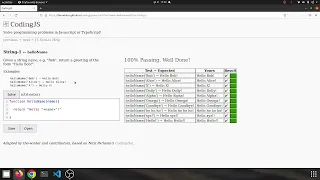 String 1 helloName Javascript solution