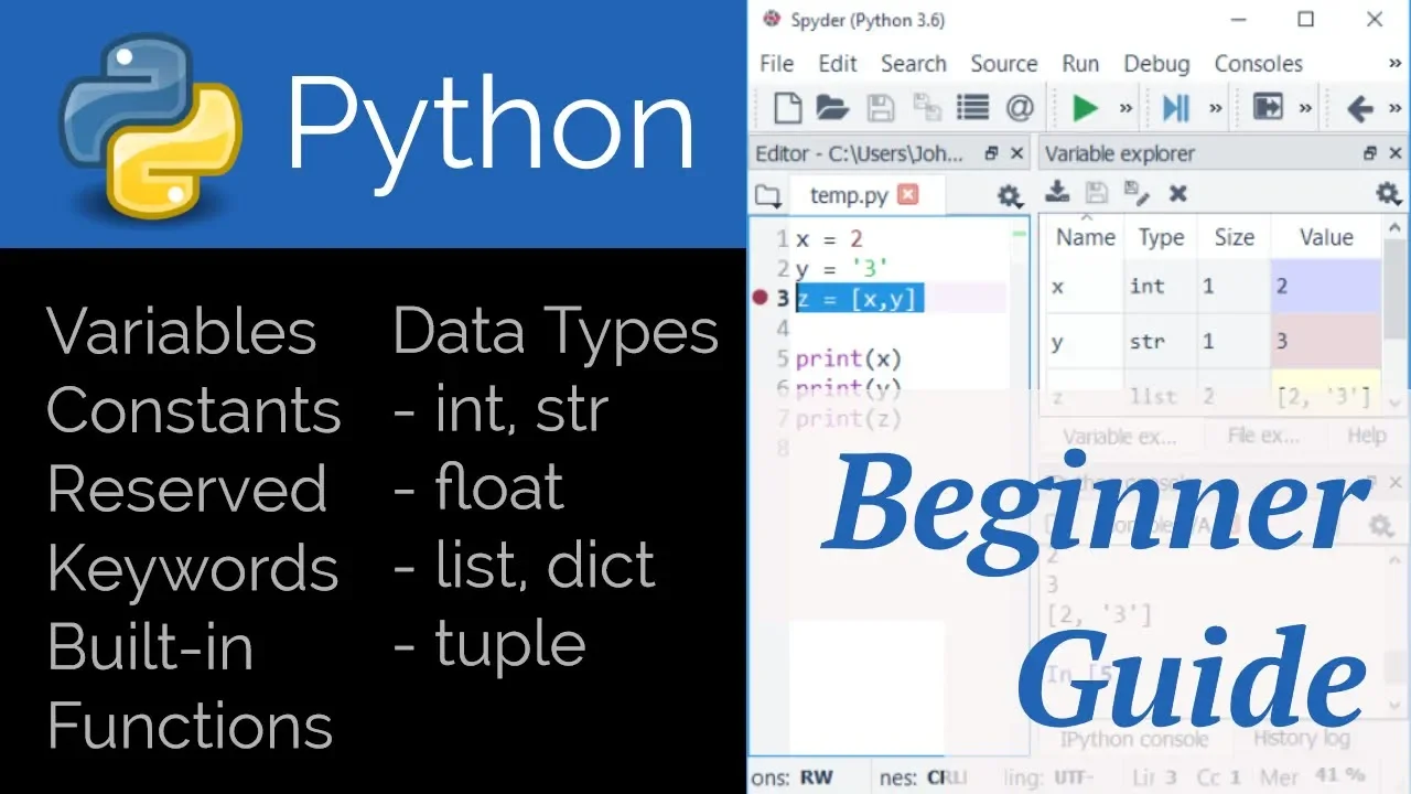 Python for Beginners with Spyder IDE | YouTube Video Summary | Video ...