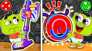 Lion Family | how to help Mom Robot vs Hand Vacuum Cleaner Challenge | Cartoon for Kids