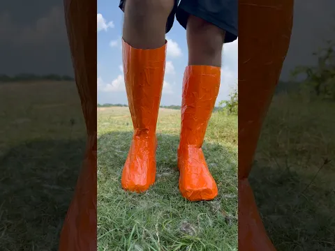 Bushcraft Skills: Smart Trick to Make Waterproof Orange Gumboots for Mud #survival #bushcraft