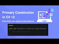 Primary Constructor in C 12 Less Code Clean Code Urdu Hindi