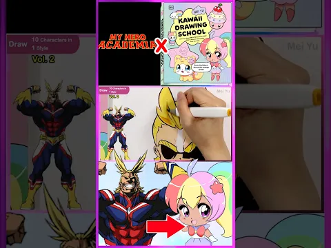 The CUTEST Superhero Ever?? Draw All Might as a Kawaii Drawing School chibi art challenge | Mei Yu