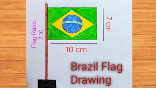How to Draw National Flag of Brazil Brazilian Flag Drawing With Color Pencil