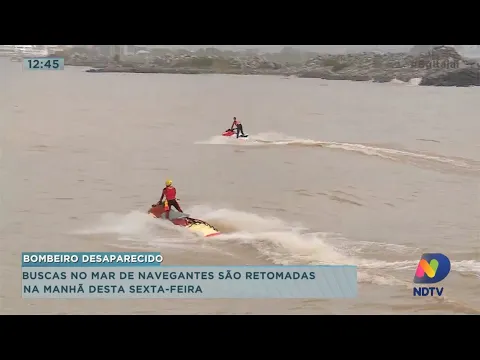 Buscas no mar de Navegantes são retomadas para encontrar bombeiro que desapareceu