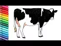 Farm Animals Coloring Page for Kids - Drawing And Coloring Cow Learning Animals