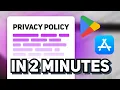 Privacy policy for your game No problem generate and publish