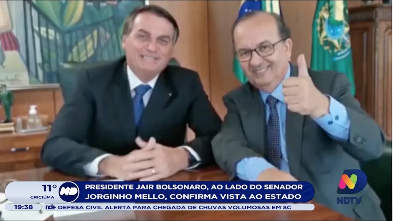 Presidente Jair Bolsonaro, ao lado do senador Jorginho Mello, confirma visita ao Estado
