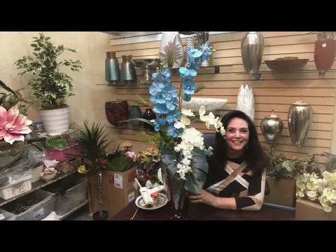 Download MP3 Arreglo FLORAL artificial con orquídeas azul turquesa y blancas